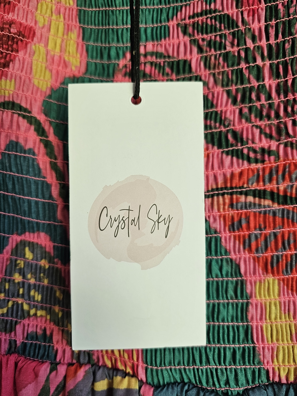 Crystal Sky, Puff-Sleeve Floral Midi Dress in Fuchsia & Teal - Picture 2 of 2